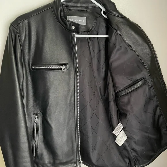 Michael Kors Mens Leather Jacket - Picture 3 of 5